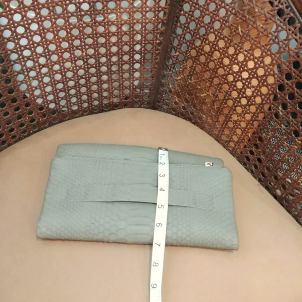 Genuine Python grey foldover/Expandable clutch Designer Boutique TOOTSIE